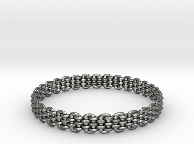 Wicker Pattern Bracelet Size 11 in Fine Detail Polished Silver