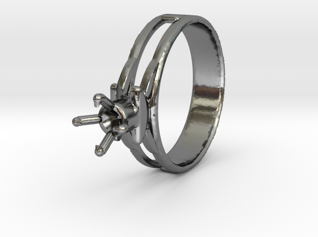 Design Ring 18.20 Mm For Diamond 5.2 Mm Model Futu in Polished Silver
