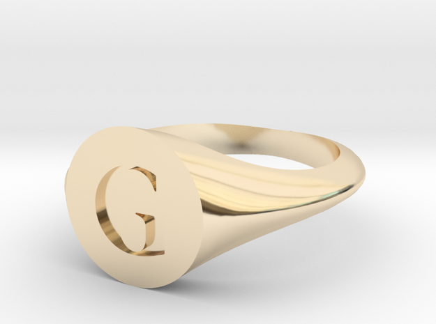 Letter G - Signet Ring Size 6 in 14k Gold Plated Brass