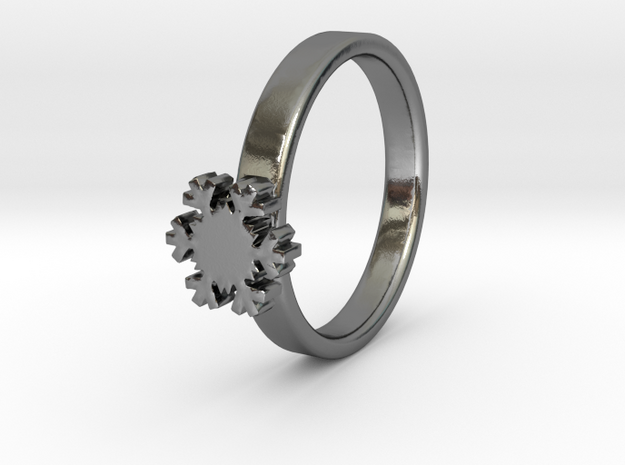 Snowflake Ring 20 Mm in Polished Silver