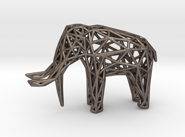 Elephant Wireframe 50mm in Polished Bronzed Silver Steel
