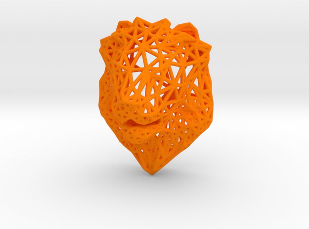 Lion Trophy Wireframe 80mm in Orange Processed Versatile Plastic