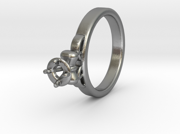 Ø20.4 Mm Diamond Ring Ø4.8 Mm Fit with bow in Natural Silver