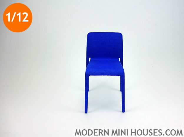 First Modern Dining Chair 1:12 scale in Blue Processed Versatile Plastic