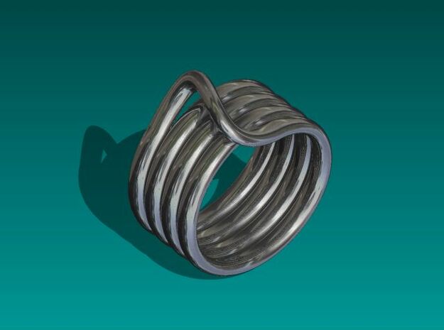 Continuous Coiled Ring-Size 10 in Polished Bronzed Silver Steel