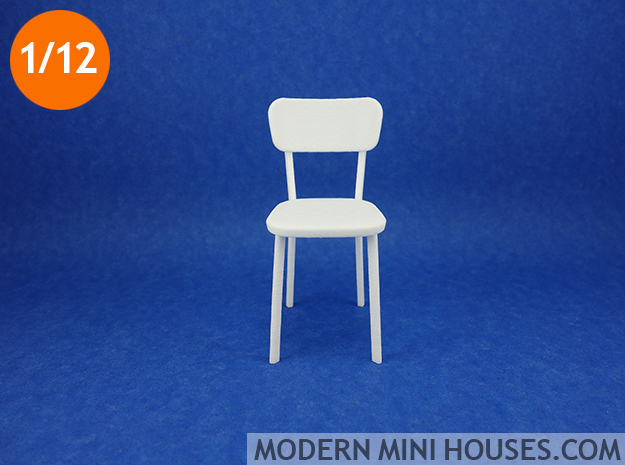 Deja-vu Chair 1:12 scale modern designer chair in White Processed Versatile Plastic