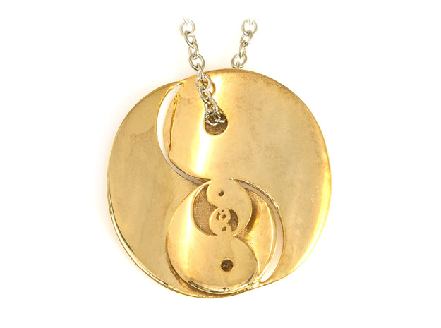 Yin Yang Fractal Pendant in 18k Gold Plated Brass