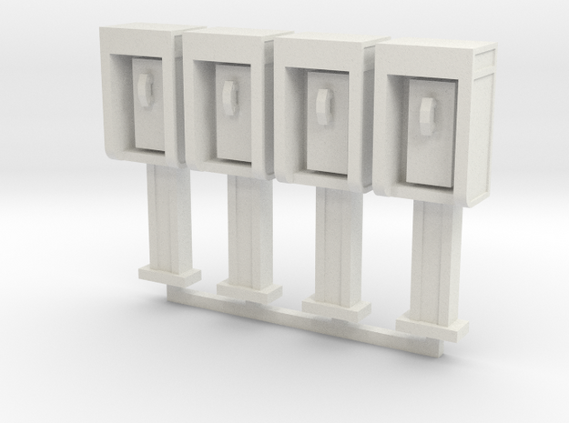 Phone Booth 4 pack in White Natural Versatile Plastic: 1:87 - HO