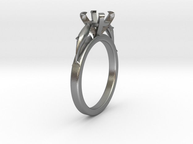 Delphin Ring Ø8.35 Mm For Ø6.5 Mm Diamond in Natural Silver