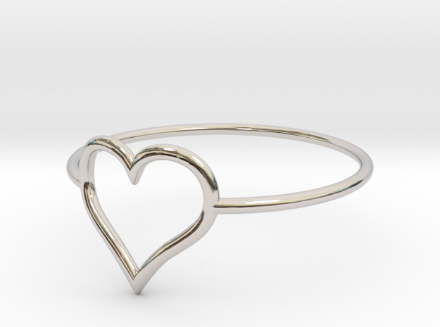 Size 9 Love Heart A in Rhodium Plated Brass