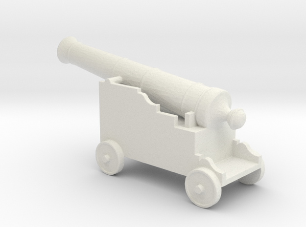 Miniature 1:48 Pirate Cannon in White Natural Versatile Plastic