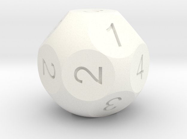 D16 Sphere Dice numbered as 4D2 in White Processed Versatile Plastic