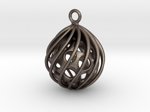 Spiral Pendant in Polished Bronzed Silver Steel