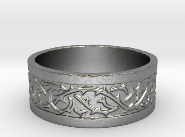 Thorns Over Stone Ring in Natural Silver