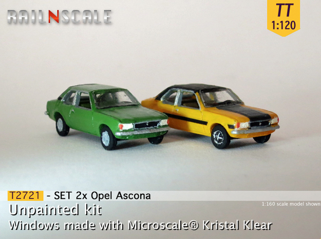 SET 2x Opel Ascona B (TT 1:120) in Tan Fine Detail Plastic