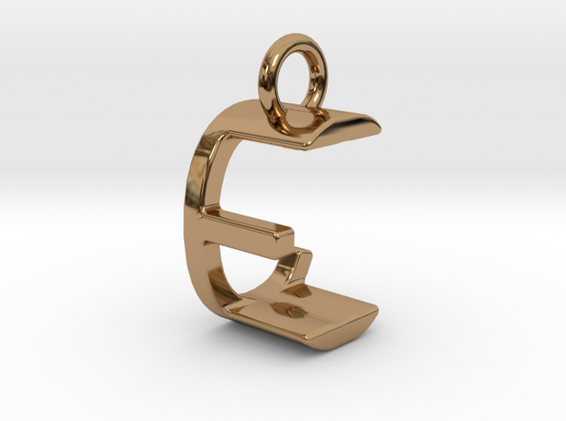 Two way letter pendant - CE EC in Polished Brass