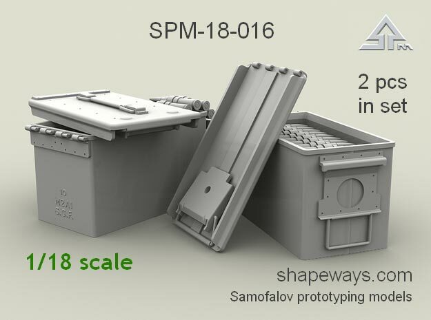 1/18 SPM-18-016 cal.50 ammobox opened in Clear Ultra Fine Detail Plastic