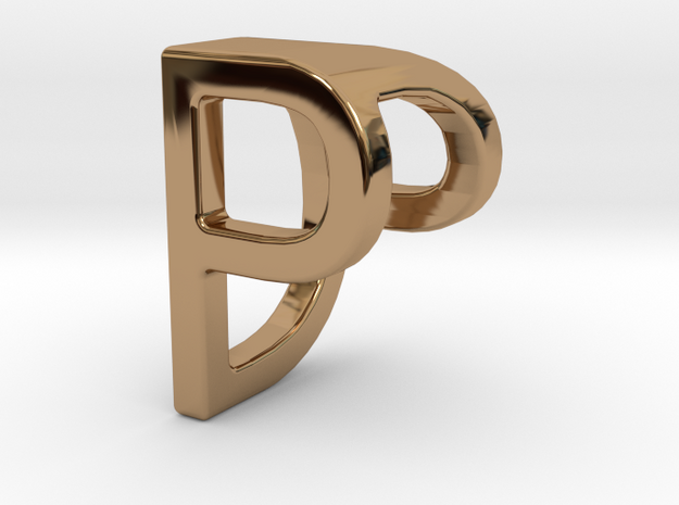 Two way letter pendant - DP PD in Polished Brass