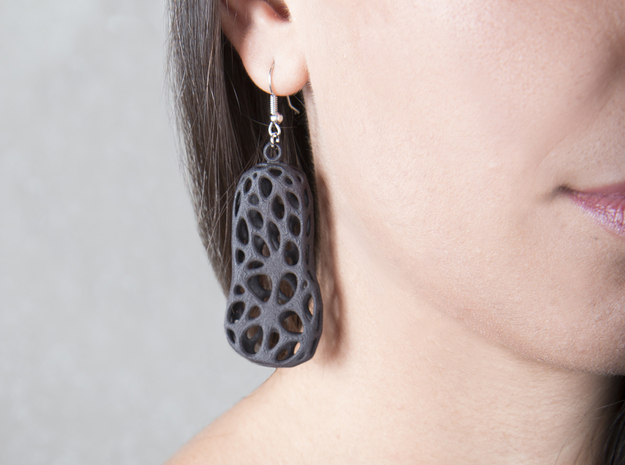 Cells Earrings  in Black Natural Versatile Plastic