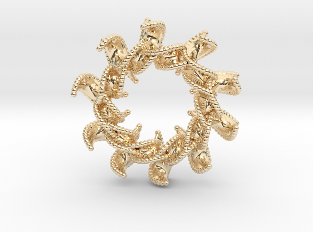 DNA Flower 12-Petal Pendant in 14k Gold Plated Brass