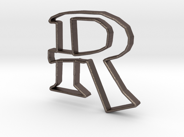Typography Pendant R in Polished Bronzed Silver Steel