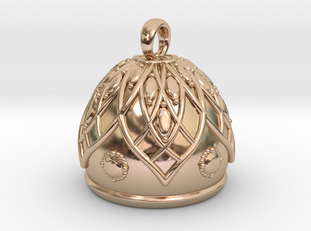 Flower Bell Pendant in 14k Rose Gold Plated Brass
