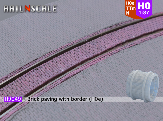 Brick paving with border (H0e) in Tan Fine Detail Plastic