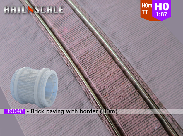 Brick paving with border (H0m) in Tan Fine Detail Plastic