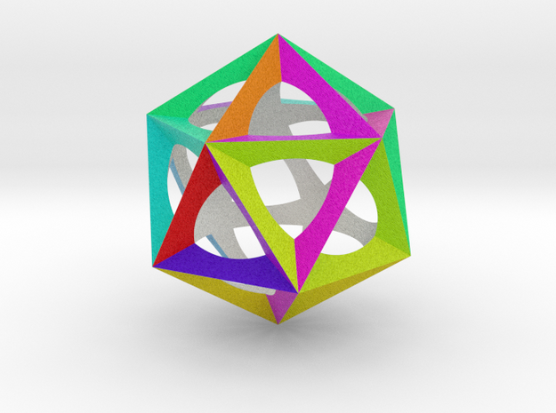 0300 Icosohedron (E&full color, 5 cm)  in Full Color Sandstone