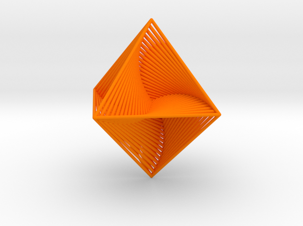 0047 Octahedron Line Design (4.6 cm) #001 in Orange Processed Versatile Plastic