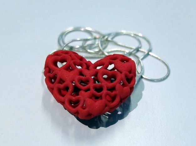 Heart By Heart 30mm wide Pendant in Red Processed Versatile Plastic