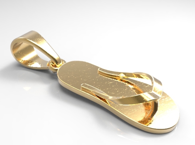 Flip-flop Pendant in Polished Bronzed Silver Steel