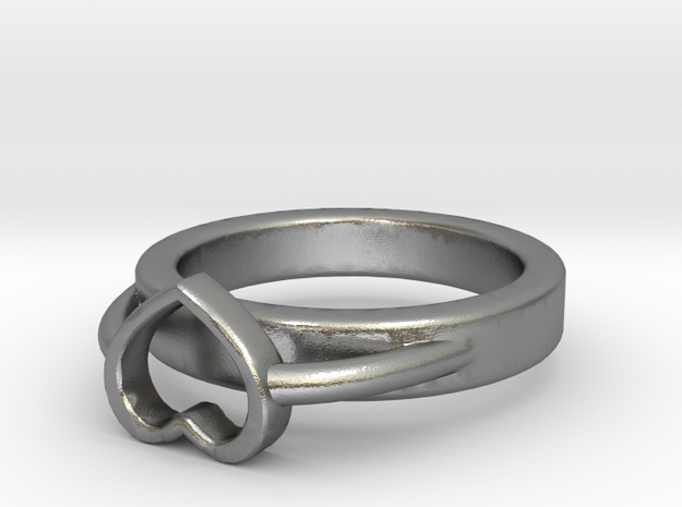Ø15.40mm - Ø0.606inch Heart Ring A Bis in Natural Silver