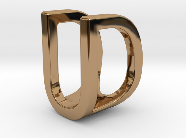 Two way letter pendant - DU UD in Polished Brass