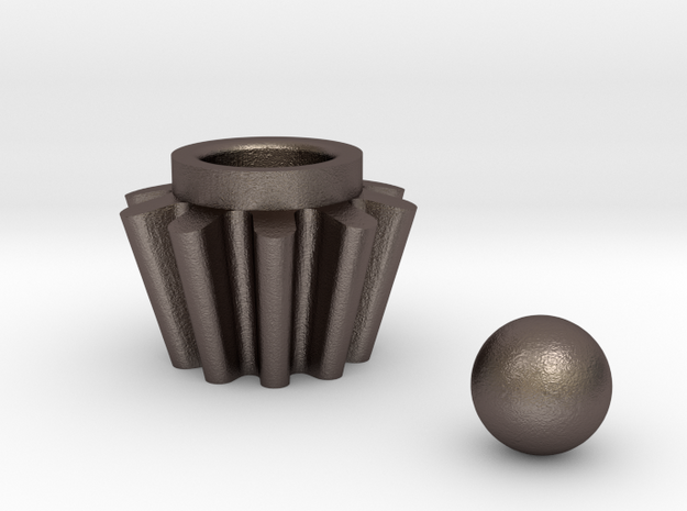 Straight Bevel Gear For Roller Shutters+spherical  in Polished Bronzed Silver Steel
