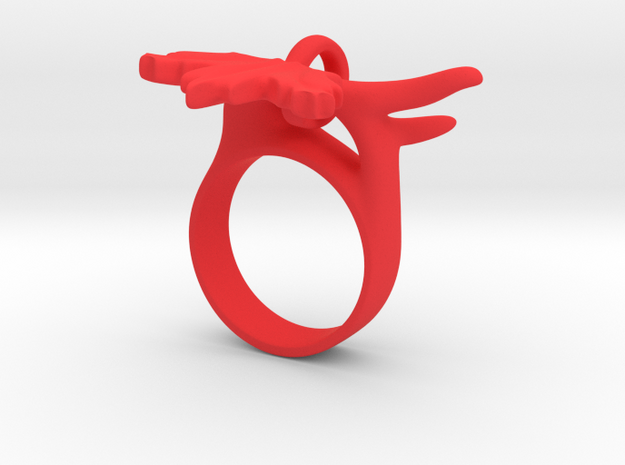 Maple Leaf Charm Ring in Red Processed Versatile Plastic: 5 / 49