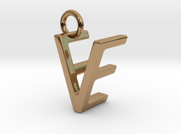 Two way letter pendant - EV VE in Polished Brass