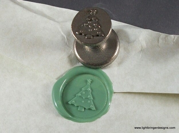 Christmas Tree  Wax Seal in Polished Bronzed Silver Steel