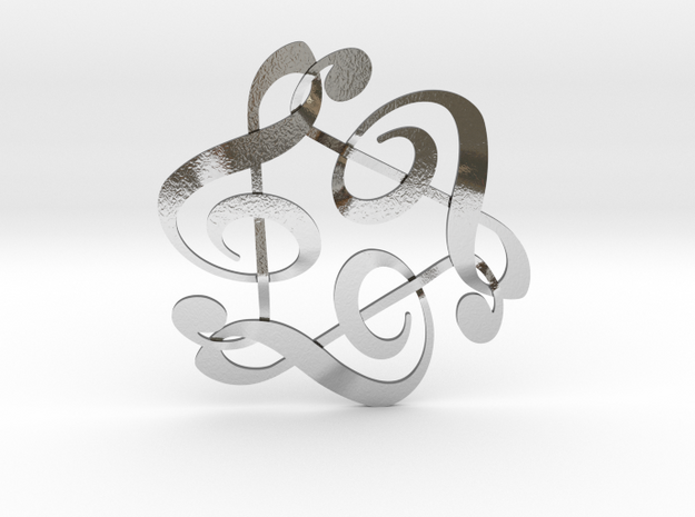 Triple G Clef in Polished Silver