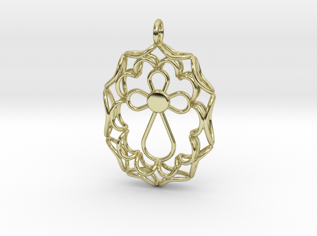 Pendant With Cross in 18k Gold Plated Brass