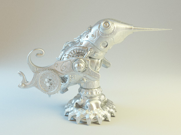 Steampunk Hummingbird in Polished Bronzed Silver Steel