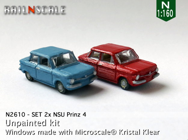 SET 2x NSU Prinz 4 (N 1:160) in Tan Fine Detail Plastic