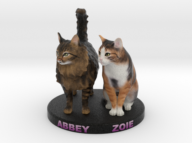 Custom Cat Figurine - Abbey and Zoie in Full Color Sandstone