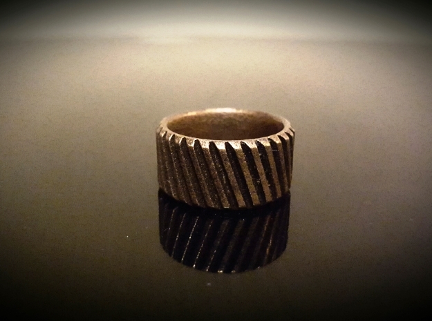 Gear Cog Fashion Ring Size 10 in Polished Bronze Steel