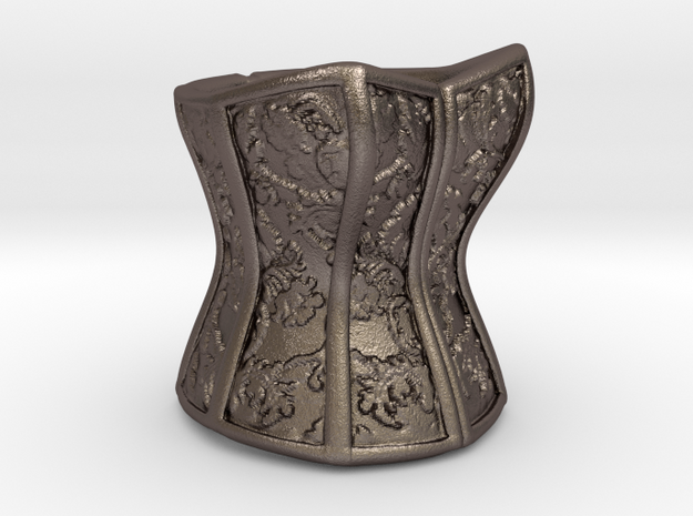 Victorian Damask Corset, c. 1860-68 in Polished Bronzed Silver Steel