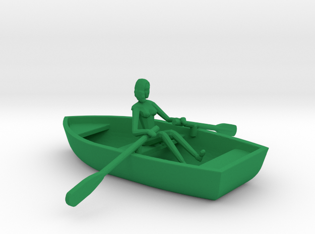 Row Boat #2 - HO 87:1 Scale in Green Processed Versatile Plastic