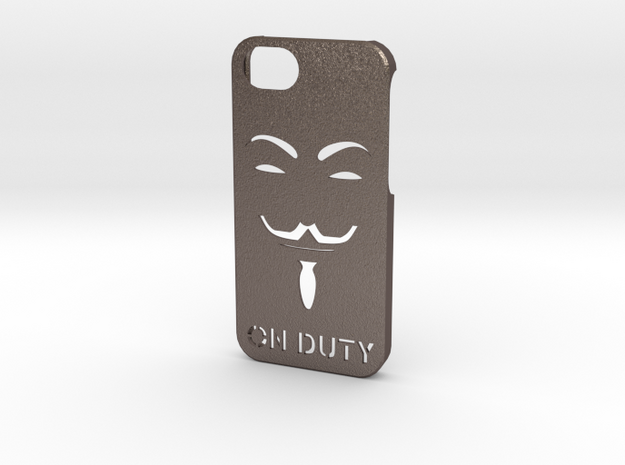 iPhone hard case ''Anon On Duty'' in Polished Bronzed Silver Steel