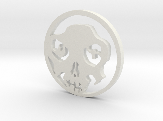 Day of the Dead Pendent in White Natural Versatile Plastic