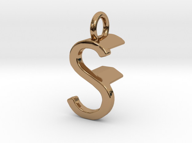 Two way letter pendant - FS SF in Polished Brass