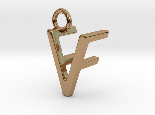 Two way letter pendant - FV VF in Polished Brass